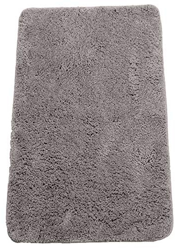 Brandsseller Badezimmerteppich 50x80 cm Badvorleger Badematte Badteppich rechteckig Chenille rutschfest saugstark maschinenwaschbar - Grau