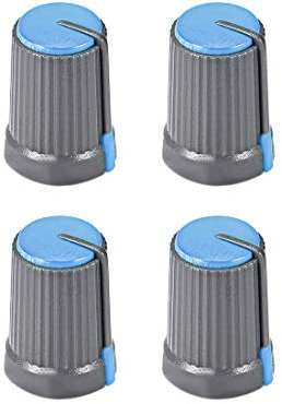 sourcing map 4Stk.6mm Schaft Dmr Potentiometer Lautstärkeregler Drehknopf Ø 12mm X 17 mm Höhe Kappe Blau