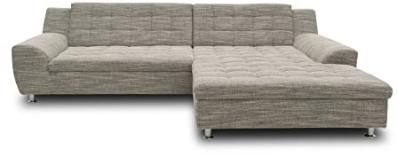 DOMO. collection Ecksofa Morton, Steppung & Metallfuß, Weiß-Grau