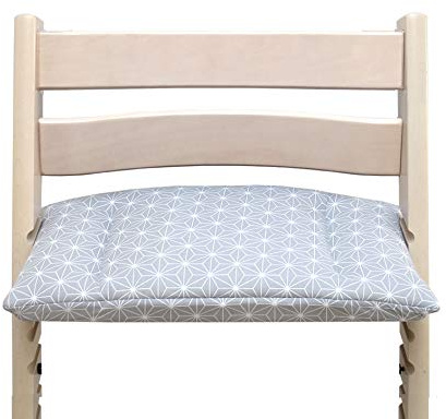 Blausberg Baby - ABWASCHBAR BESCHICHTET - Sitzkissen (kleines Brett) für Stokke Tripp Trapp Hochstuhl (Happy Star Grau) - 100% made in Hamburg, Deutschland