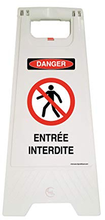 AUA SIGNALETIQUE - Chevalet signalisation - Poids 1KG en Plastique- (Entrée Interdite Danger -)