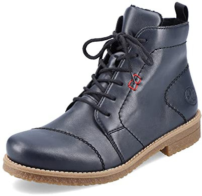 Rieker Damen Schnürstiefeletten 73500, Frauen Stiefeletten,Kurzstiefel,uebergangsschuhe,uebergangsstiefel,schnürboots,Boots,blau (14),39 EU / 6 UK