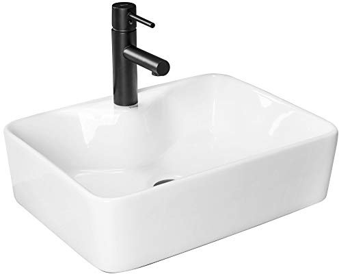 REA Lavabo en céramique - Rectangulaire - 38 x 50 cm - Blanc