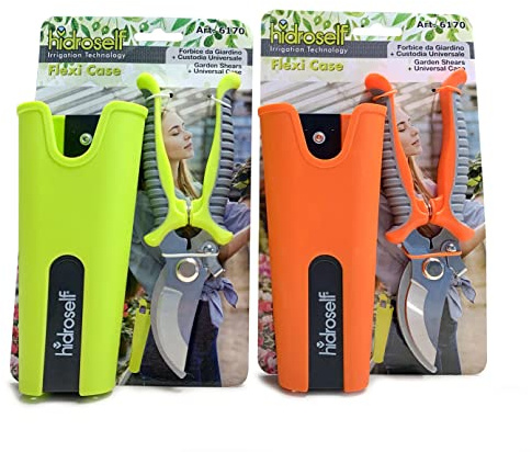 2 tijeras de podar + funda porta tijeras de plástico antibacteriano, jardín y jardinería