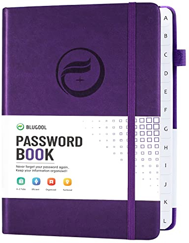 Password Book with Alphabetical Tabs, Hardcover Password Keeper, Password Notebook Organizer for Computer and Internet Address Website Login, Gifts for Home and Office, 5.3''x 7.7''- Purple