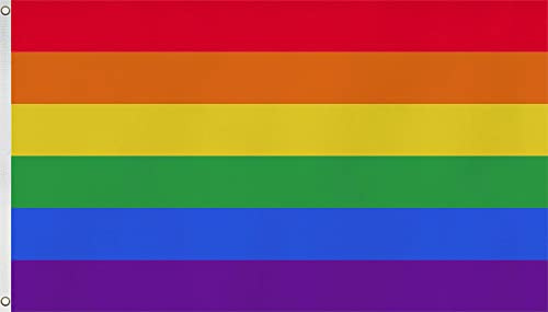 Premium XXL Regenbogen Flagge Fahne mit Metall-Ösen und spezieller Versiegelungstechnik - Doppelt gesäumt mit brillanten und lebendigen Farben Größe 300x500cm