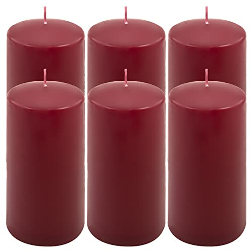 Stumpenkerze weinrot Höhe 15 cm Ø 7,5 cm lange Brenndauer Rund-Kerze Säulenkerzen Kerzen-Deko Tafelkerzen Weihnachts-Kerzen Hochzeit (6)