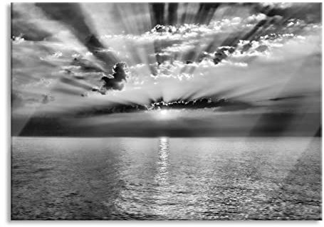 Pixxprint Glasbild, Wandbild aus Echtglas, Meer im Sonnenaufgang, 80x60 cm, inkl. Aufhängung und Abstandshalter