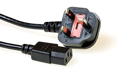 ACT Cavo per dispositivi a freddo 1,8 m (spina UK), cavo C13, cavo di alimentazione PC, tipo G maschio a C13, 3 pin, contatto di protezione angolato, AK5442