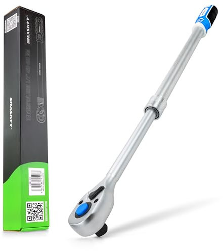 HASKYY Teleskop Ratsche Ratschenschlüssel Knarre Umschaltknarre 1/2 46-60cm ausziehbar Schnellverschluss 72 Zähne Drehmoment 768Nm