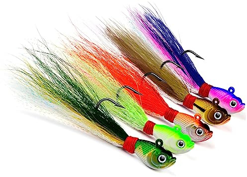 Cachpib Fishing Jig Head Hooks Set - 5 Stück Lebensechte Köder Kit für Salzwasser Süßwasser - Jighaken für Barsch, Striper, Bluefish, Hecht, Forelle, Lachs Angeln