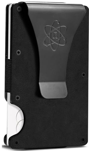 ROSSM Geldbörse Herren mit RFID-Schutz - Kartenetui Herren aus Kohlefaser und Metall mit Geldklammer und Gummiband - RFID Geldbeutel Herren- Slim Wallet for Men