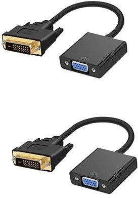 UPKOCH 2pezzi Adattatore Dvi Vga Cavo Video Maschio Femmina Pin Per Monitor e Tv Nero Con Trasmissione Di Segnale Stabilizzata e Alta Definizione