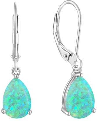 YL Damen Ohrhänger 925 Sterling Silber Grün Opal Ohrringe
