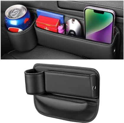 JNNJ Autositzlücken-Organizer Aufbewahrungsbox, Leder Auto Lückenfüller Organizer, Auto-Mittelkonsole,Autositz-Seitentaschen-Organizer(für Nebenfahrer)