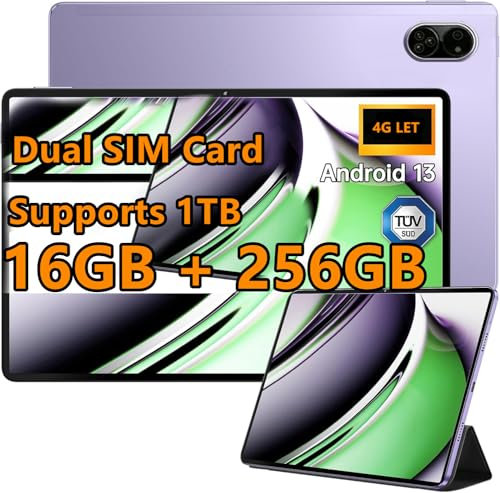 Tablet Android da 10,1, 16 GB + 256 GB, Octa-core, 1 TB TF Extend, 2,5 GHz, Dual SIM, 8 MP + 13 MP, fotocamera 4G LTE, WiFi, Type-C (viola)