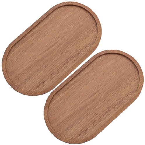 GORGECRAFT 2pz Vassoio Ovale In Legno Piatti Da Portata In Legno Piatto Rustico Decorativo Ottomano Vassoi Da Bancone Da Bagno per Soggiorno Colazione A Letto Cibo Frutta Caffè Colore Cammello 19x10cm