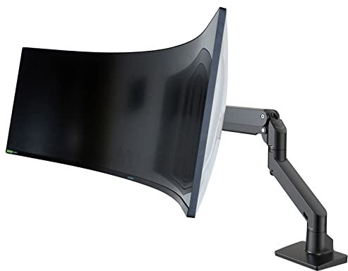 BEWISER Monitor Halterung für 34-57 Zoll 1 Monitor Ultrabreite Curved Monitore und Neue 49 Zoll,Höhenverstellbar mit Neigungen,Schwenken,Robuster Gasfeder von 5-20 kg VESA 75x75/100x100 Schwarz