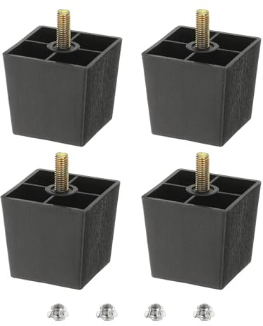 sourcing map 2 inch Plastic Furniture Legs, Set of 4 Square Tapered Table Sofa Cabinet Bed Legs, Replacement Furniture Couch Feet with M8 Hanger Bolts