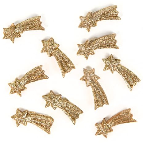 Logbuch-Verlag Sternschnuppen Streudeko, 10er Set: Kleine Deko Sterne Weihnachten, Advent & Silvester, Weihnachtsdeko Streuteile, Tischdeko Adventskranz, zum Basteln, Gold, Winterdeko Klein, 3 cm