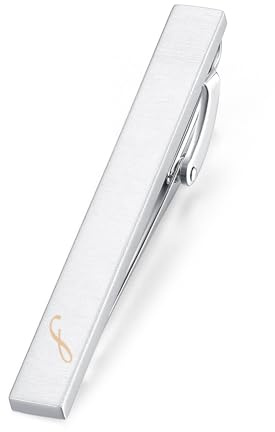 HONEY BEAR 2,12 tum män initial alfabet brev slipsnål bar – normal storlek slips skjorta gåva, 5,4 cm, borstat silver, 5.4cm(2.12 inch), Rostfritt stål, Ingen ädelsten