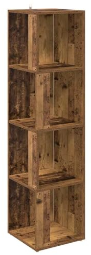 vidaXL Armoire d'angle Vieux Bois 33x33x132 cm Bois d'ingénierie, étagère d'angle, bibliothèque, vitrine, étagère à Livres, Armoire, unité d'angle