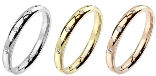 Treuheld® Schmaler Ring mit Kristallen aus Edelstahl | 3 Farben
