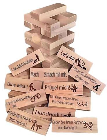 JSNKJLMN Super Freches Blockturm-Spiel, 48 Blöcke, Spiele für Paare, Valentins-Paare, Stapelspiel, lustiges Stapeln