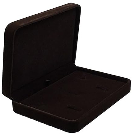 Fadsace Sammet smycken set låda, halsband ring örhänge hänge presentask, pärlhalsband/tjockt halsband bröllop smycken förvaring hållare display fodral (brun)