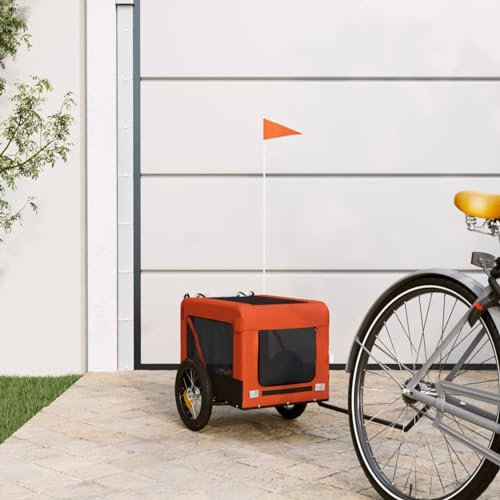 Xichuzi Fahrradanhänger Hunde Orange und Schwarz Oxford-Gewebe & Eisen, Fahrrad Anhänger, Lastenanhänger, Handwagen, Fahrrad-lastenanhänger, Lastenfahrrad 93907