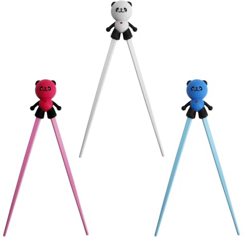 3 Paar Panda Essstäbchen Kinder Süß Hilfe Stäbchen 22CM Sushi Stäbchen Auswechselbar Silikon Panda Kinderstäbchen zum Lernen und Essen Chopstick Helper ESS-Stäbchen Essstäbchen für Anfänger Kinder
