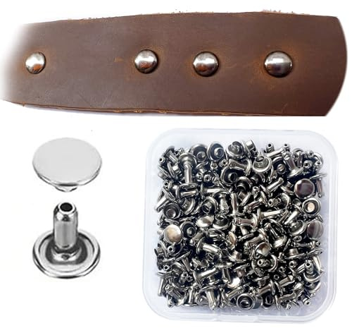 Leder Nieten Set, 12mm Silbe Metall Doppelkappe Druckknöpfe für DIY Handwerk Reperatur nähen, Handgemacht, DIY Kleidung