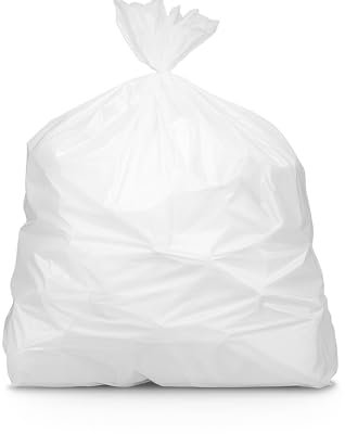 Bolsa de basura blanca 100 l | 50 bolsas de basura de 100 litros (2 rollos de 25 bolsas) | Muy resistente (30 µ) e impermeable | Residuos no alimentarios | Cierre de enlace para atar | Clasificación