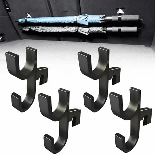 XUDUOO Car Umbrella Hook, 4PCS Car Boot Umbrella Holder, No Drilling, Stable Installation, Easy Install, Cars Clip Storage Organizer for Car Seat, Stroller, Wheelchair, SUV Trunk Organiser
