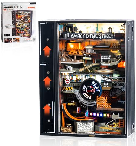 ROBOTIME 3D Puzzles for Adults, Bookshelf Kits Futuristic Marble Run Building Set, MR03S (Hip-Hop World), Crafts for Adults Hobby Kit Gift