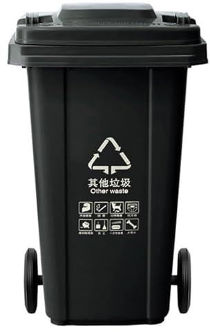 AMAZWI Contenedor Basura Grande Exteriores 100L Y 120L, Con Ruedas Y Asa Antideslizante, Estable Resistente For Restaurantes, Oficinas Y Almacenes(Black,100L)