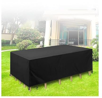 Funda impermeable para muebles de patio al aire libre, tela Oxford 420D, a prueba de polvo, protector de mesa y sofá, lona negra resistente (200 x 160 x 70 cm) para uso en jardín