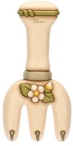 THUN - Appendichiavi 3 ganci - ceramica - Collezione Country Bloom - 9,5 x 2,8 x 18,9 cm