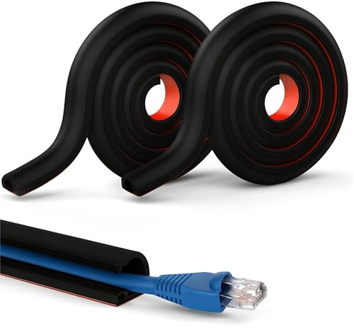 Canaleta para cables de 3 metros flexible autoadhesiva: 2 rollos de PVC Mini canal flexible semicircular resistente a la intemperie, 1 cable para ocultar cables de alimentación en casa o en la oficina