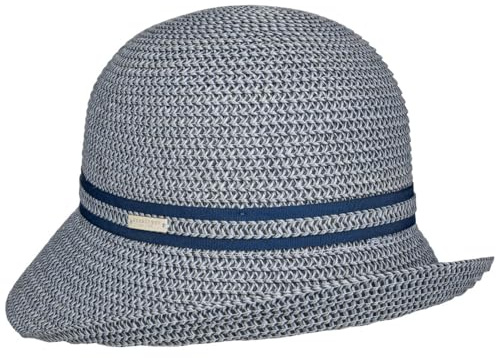 Seeberger Gavia Glocke Strohhut Sommerhut Sonnenhut Damenhut Glockenhut Gartenhut Damen - mit Ripsband, Ripsband Sommer Frühling-Sommer - One Size hellblau