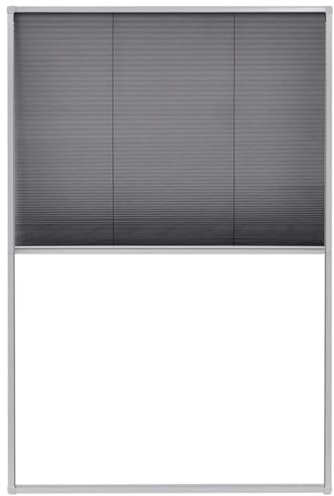 Gecheer Zanzariera plissettata per finestre, rete in vetroresina, telaio in alluminio, 80x120 cm, per finestre sul tetto