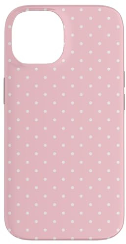 Custodia per iPhone 14 Mini stampa a pois bianco crema su sfondo rosa pastello