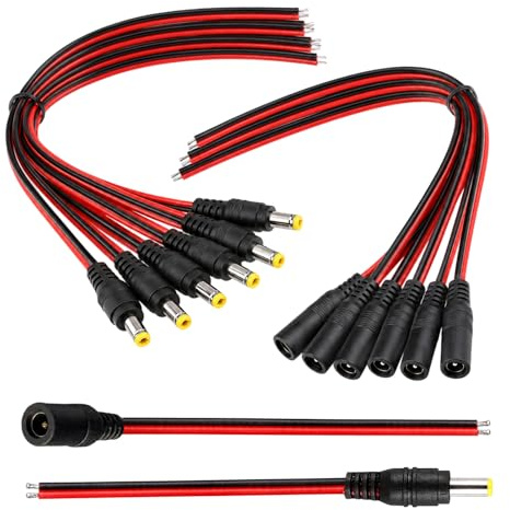 14 cavi di alimentazione DC 12 V 3 A 60 W, connettori maschio e femmina 5,5 x 2,1 mm, compatibili con telecamere di sorveglianza e strisce LED, connettore DC versatile