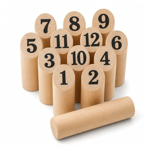 GRENADINE BOUTIQUE Jeu de Quilles Nordiques Bois, Lot 12 Quilles (Lot de 1)