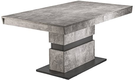 byLIVING Esszimmertisch MATTHEW / Küchen-Tisch 160 cm mit Auszugsfunktion auf 215 cm / Auszugstisch Beton-Optik grau / Esstisch ausziehbar mit Einlegeplatte / B 160-215, H 75, T 90 cm