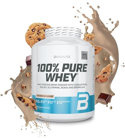 BioTechUSA 100% Pure Whey | Proteinpulver mit BCAA und Glutamin | Glutenfrei, Palmölfrei | 21g Protein pro Portion, 2.27 kg, Cookies & Cream