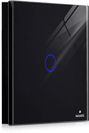 Navaris Funk Touch Lichtschalter - 1x Sender Montagematerial - Licht Funkschalter Wandschalter innen außen - Touchschalter Wechselschalter Schwarz