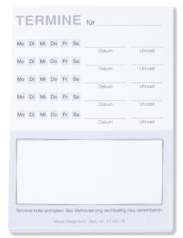 Meyer-Wagenfeld Terminblock DIN A7 Hochformat | 5 Termine | 5 x 100 Blatt