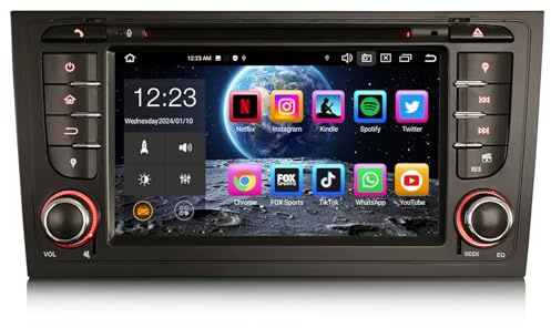 Erisin 8 núcleos 7 Pulgadas Android 14 4GB+64GB GPS Navegación DVD Estéreo de Automóvil Reproductor para Audi A6 S6 RS6 Allroad Soporta Inalámbrica CarPlay DSP Android Auto Bluetooth 5.0 WiFi Dab+