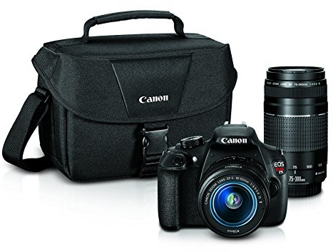 Canon EOS Rebel T5 Digital SLR Camera with EF-S 18-55mm is II + EF 75-300mm f/4-5.6 III Bundle (Renewed)